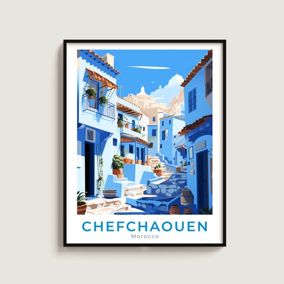 Chefchaouen Travel Print Wall Art Gift Morocco Poster Home Decor Lovers Hanging