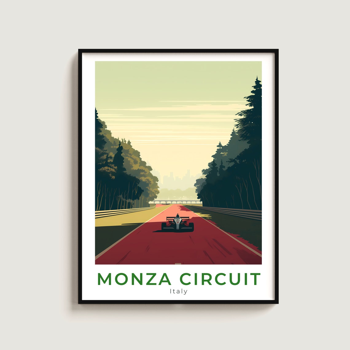 Monza Circuit Italy Formula Race Car Red Track Travel Poster