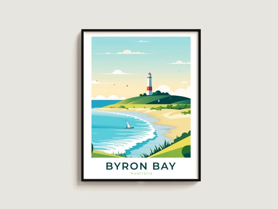 Byron Bay Travel Poster Wall Art Gift Australia Print Home Decor Lovers Hanging