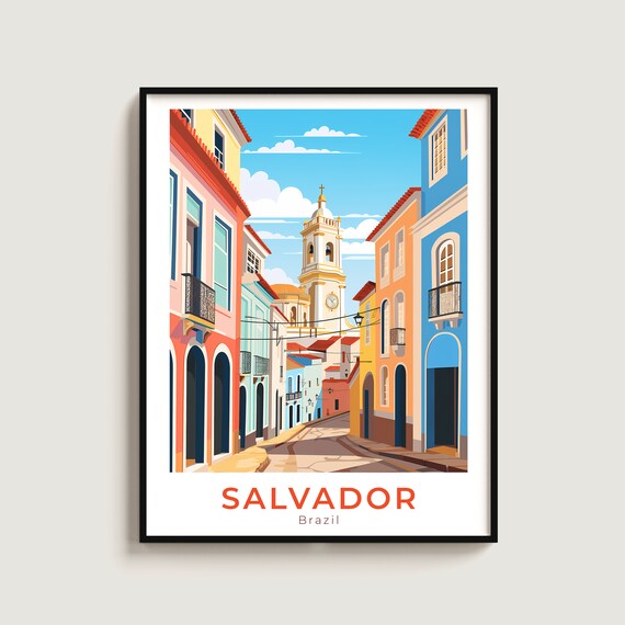 Salvador Travel Print Wall Art Gift Brazil Poster Home Decor Lovers Hanging