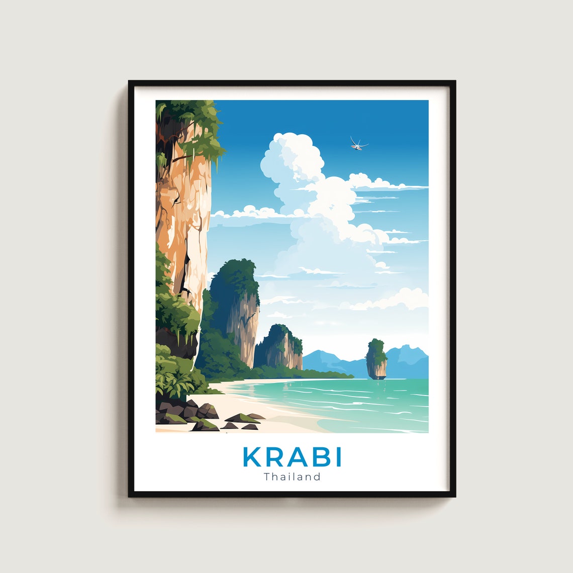 Krabi Thailand Dramatic Limestone Cliffs Turquoise Cove Poster