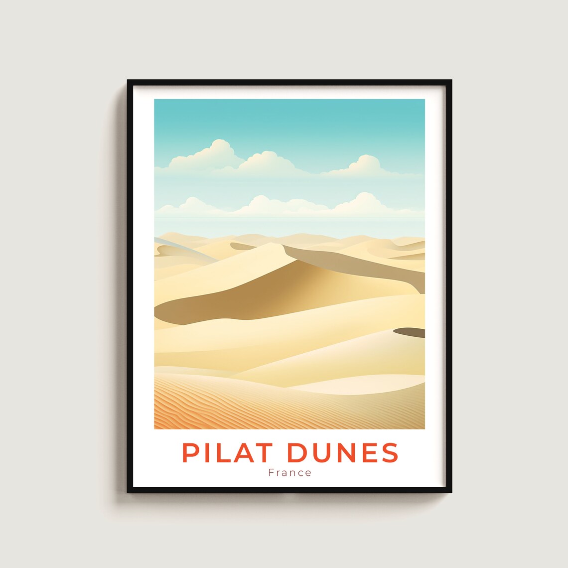 Pilat Dunes France Minimalist Sand Dune Desert Landscape Poster