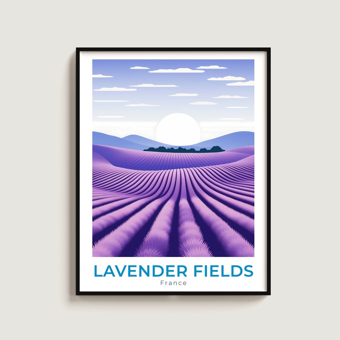 Lavender Fields France Purple Bloom Rows Minimalist Sun Poster