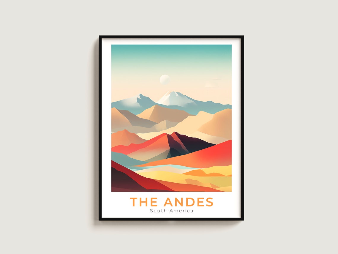 The Andes South America Abstract Mountain Peaks Ridge Art Poster