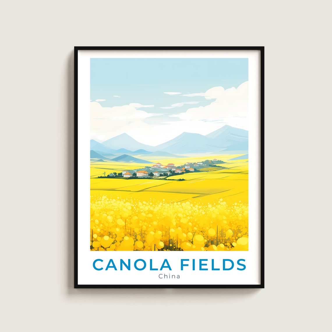 Canola Fields China Golden Rapeseed Village Mountain Bloom Poster