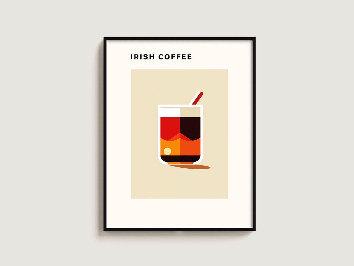 Irish Coffee Poster Gift Lover Art Kitchen Print Wall Hanging