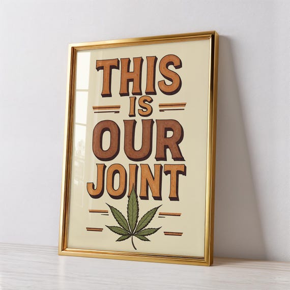 Funny Weed Wall Art Retro Cannabis Print Couples Joint Poster