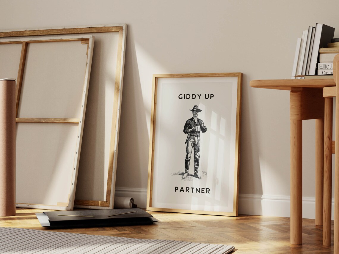 Cowboy Coffee Kitchen Art Print, Western Humor