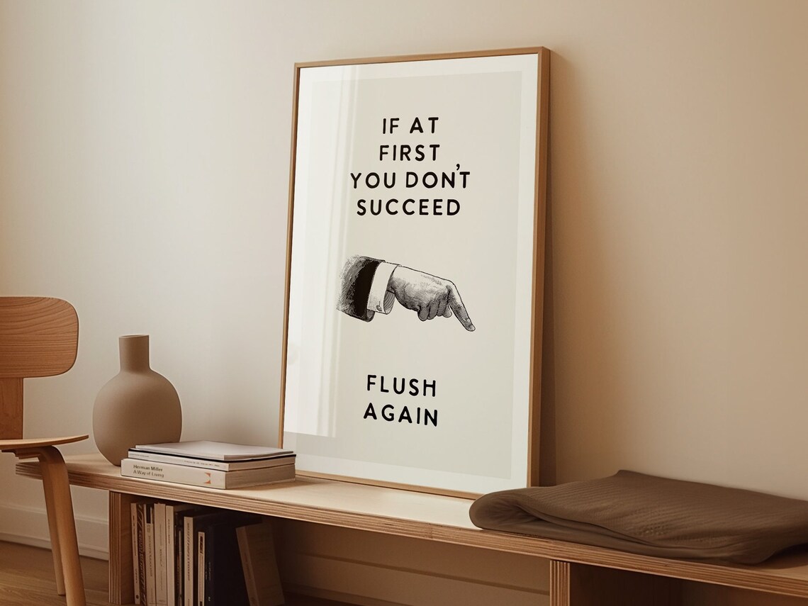 Toilet Flush Bathroom Humor Poster, Guest Bath Sign - Image 2