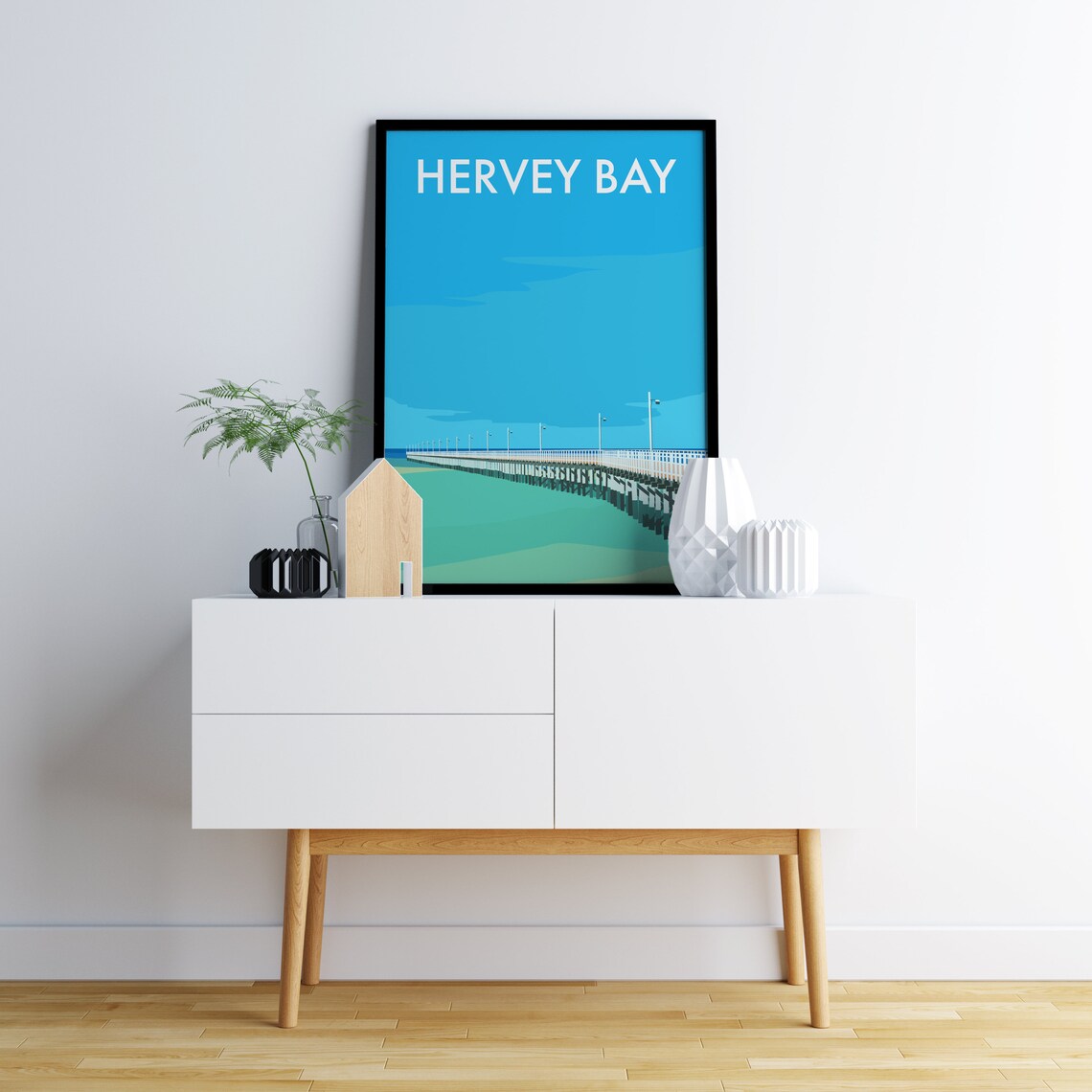 Hervey Bay Travel Poster, Tropical Queensland Beach - Image 2