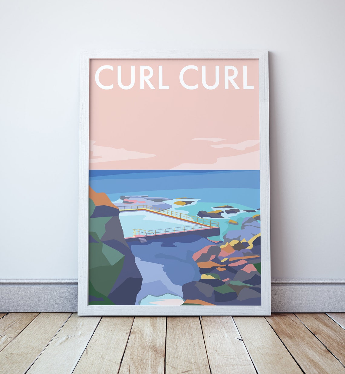 Curl Curl Northern Beaches Ocean Pool Dusk Coastal Travel Poster
