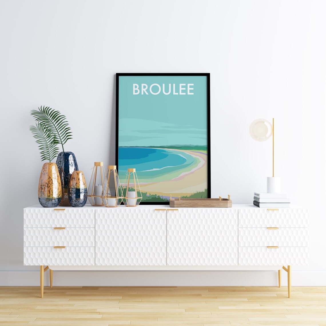 Broulee Curved Sandy Bay South Coast New South Wales Art Poster - Image 2