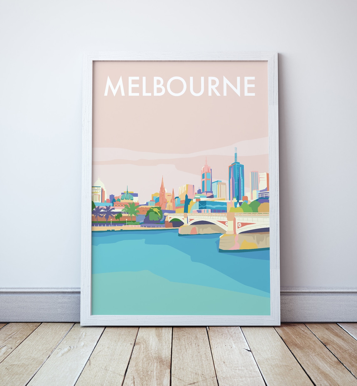 Melbourne City Travel Poster, Victoria Australia