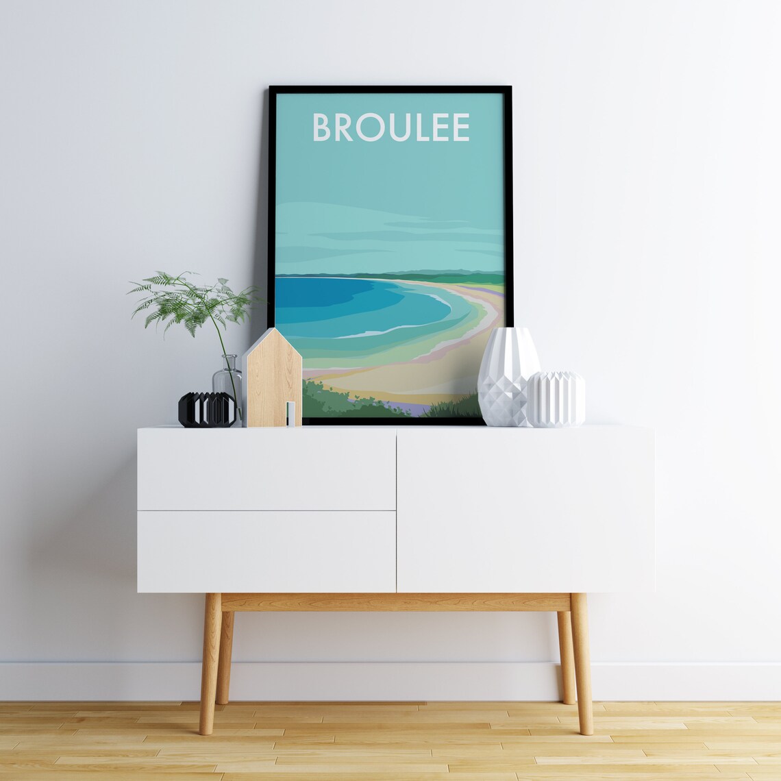 Broulee Curved Sandy Bay South Coast New South Wales Art Poster - Image 3