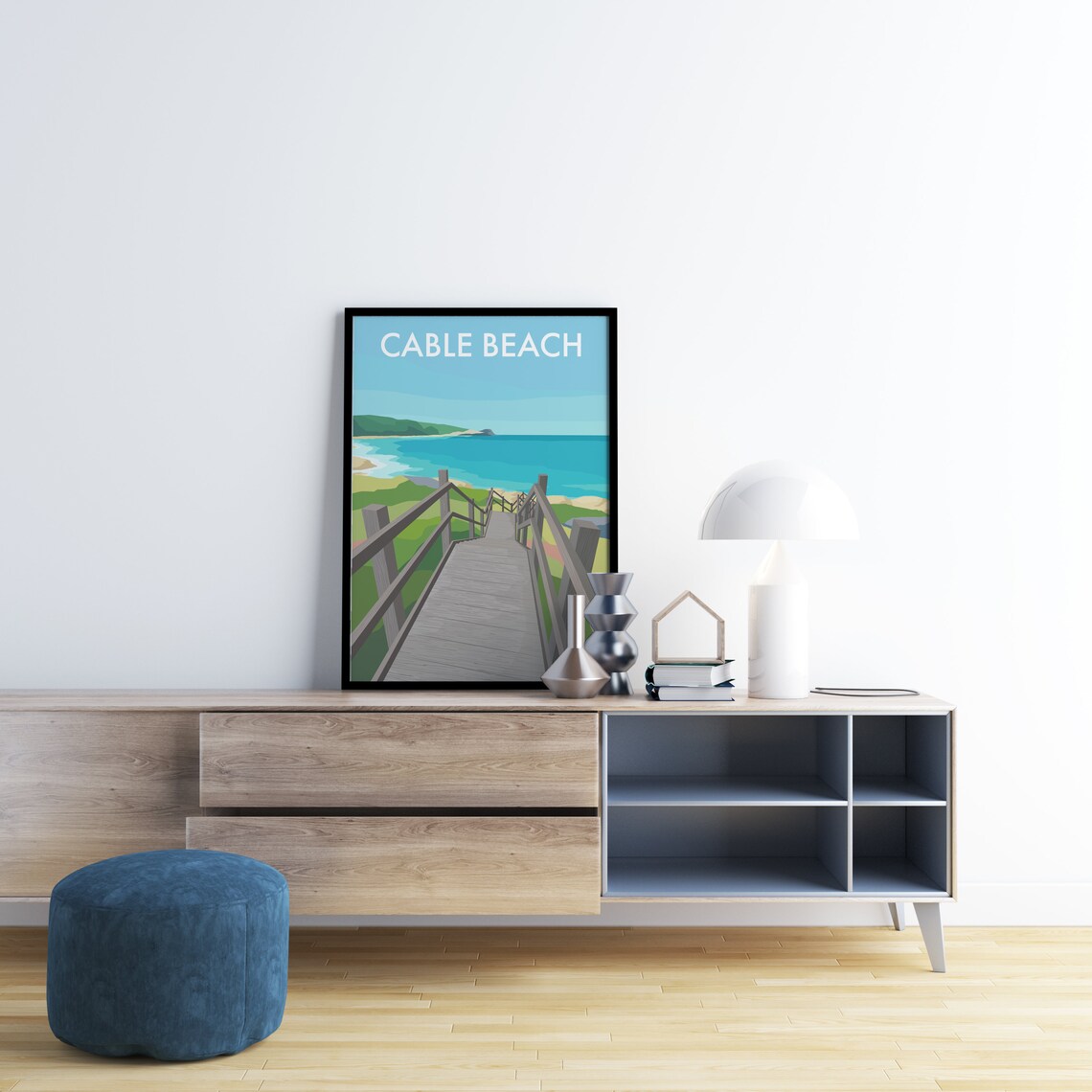 Scenic Cable Beach Wooden Boardwalk Stairway Coastal Travel Poster - Image 3