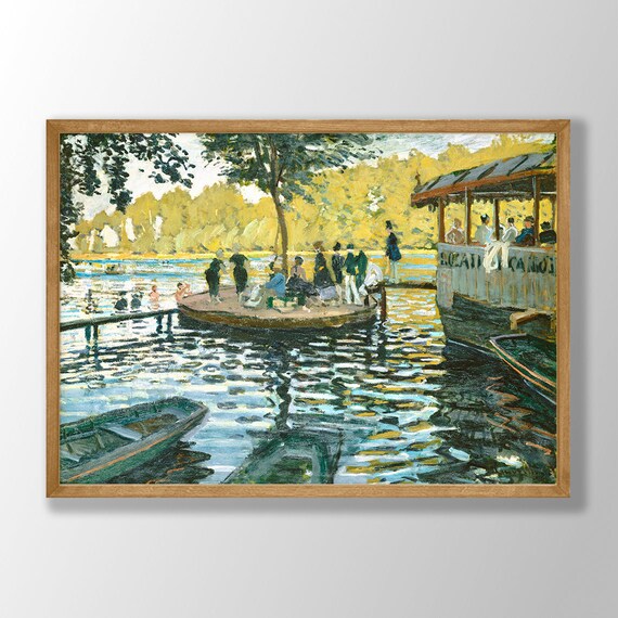 Claude Monet La Grenouillere Bathers Floating Dock Seine River Art Poster