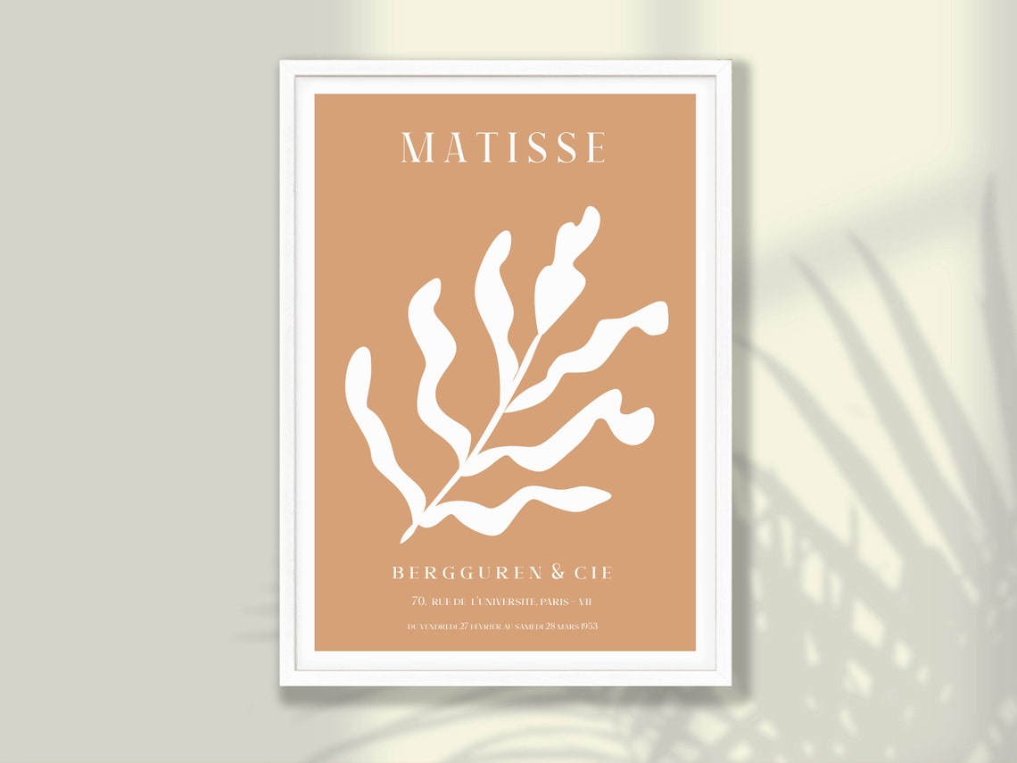 Matisse White Leaf Cutout On Terracotta Paris Gallery Poster