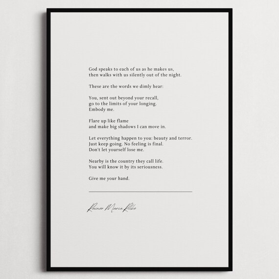 Rainer Maria Rilke Limits Of Your Longing Poem Poster Keep Going Gift