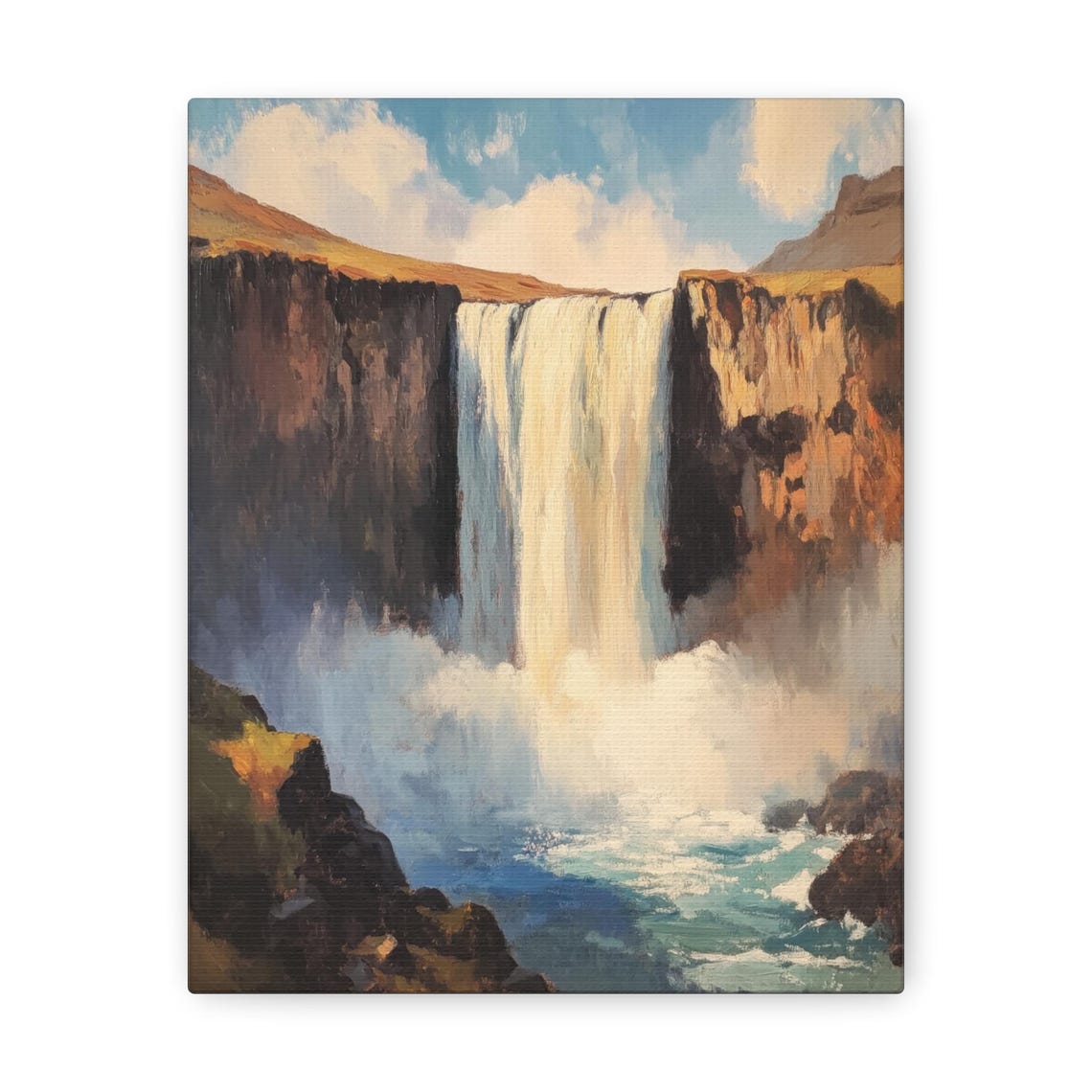 Waterfall Print Waterfall Landscape Painting Mountain Art Impressionist Waterfall Painting Nature Wall Art Farmhouse Wall Decor - Image 3