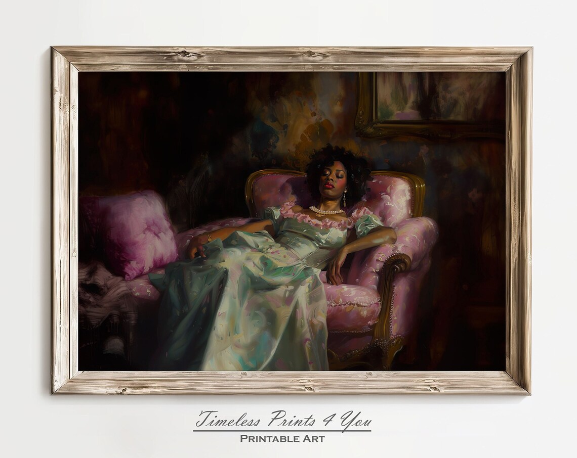 Black Women Victorian Art Print, African Baroque