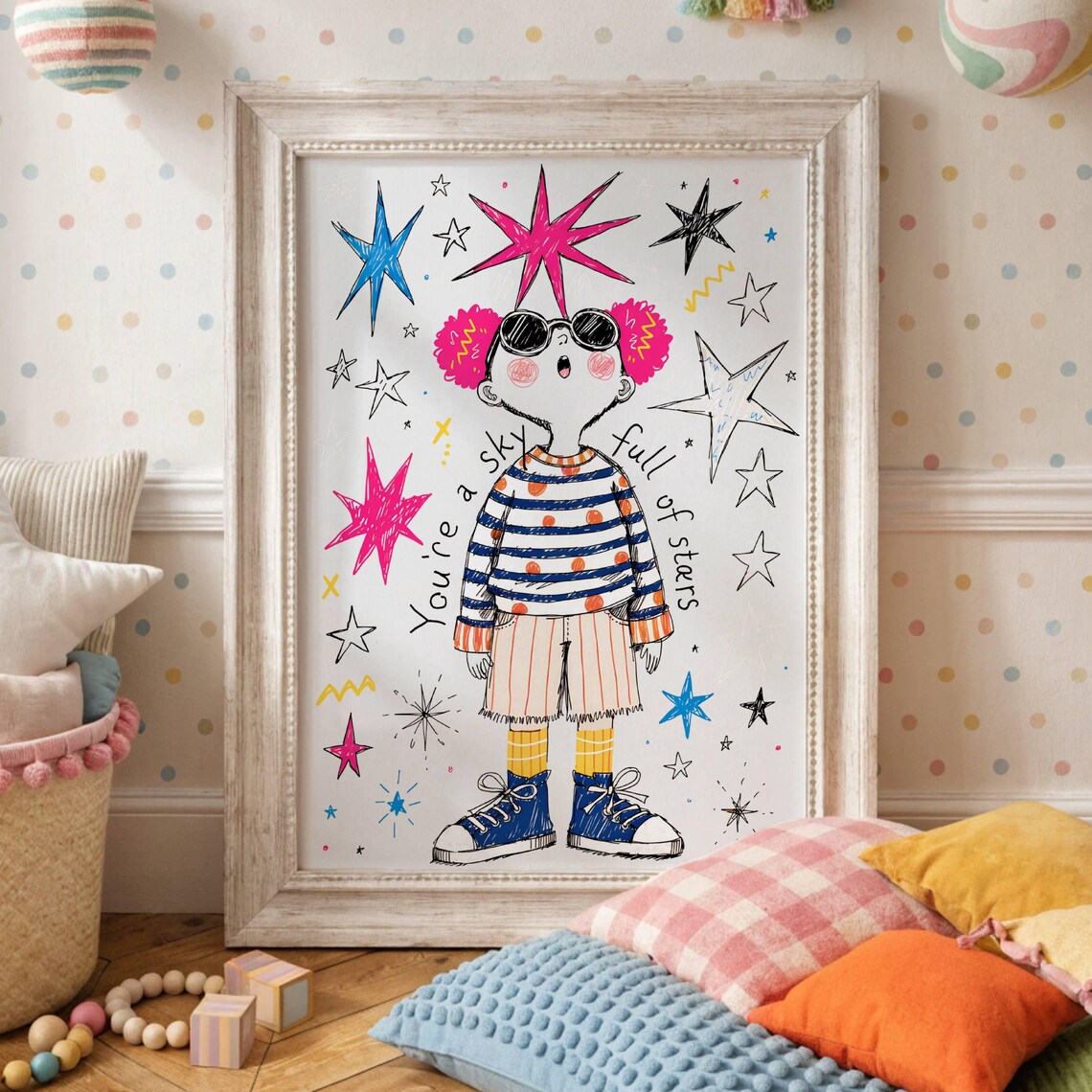 You're A Sky Full Of Stars Kids Nursery Affirmation Wall Poster