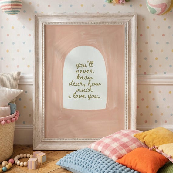 Youll Never Know Dear How Much I Love You Print Nursery Wall Art Printable Vintage Rose Watercolor Quote Baby Girl Room Decor