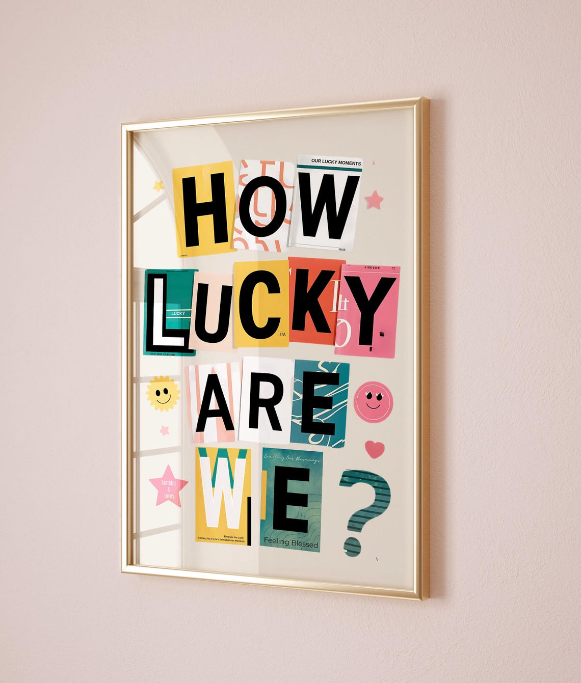 How Lucky Are We Zach Bryan Lyrics Poster Minimalist Typography Art Print Positive Affirmation Quote Retro Dorm Apartment Wall Decor