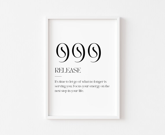 999 Print Angel Numbers Number Sign Release Affirmation Wall Art Bedroom Trendy Prints Universe
