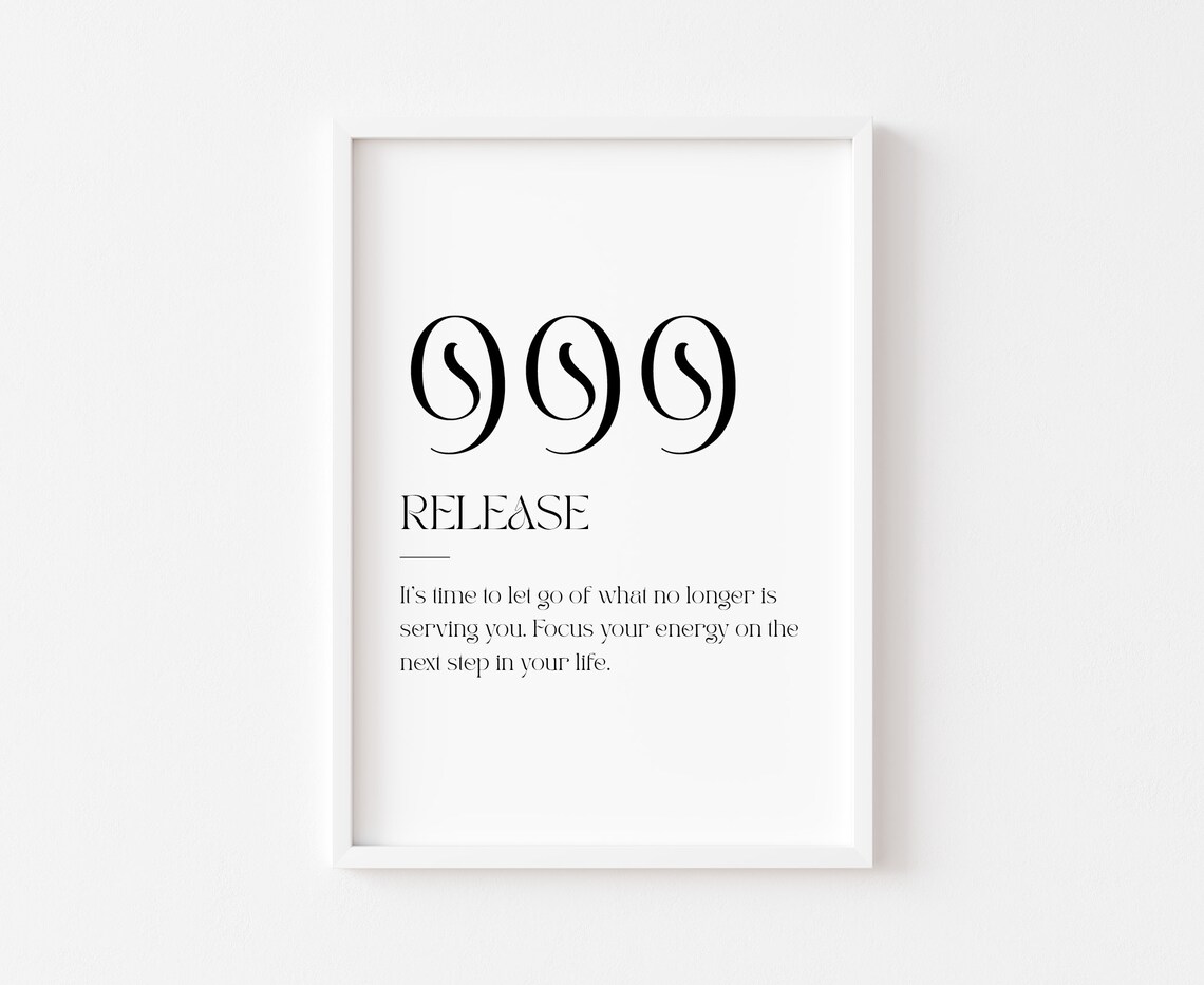 999 Print Angel Numbers Number Sign Release Affirmation Wall Art Bedroom Trendy Prints Universe