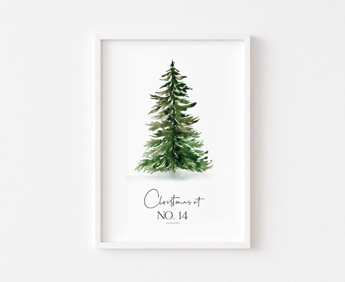 Personalized Christmas House Number Art Print