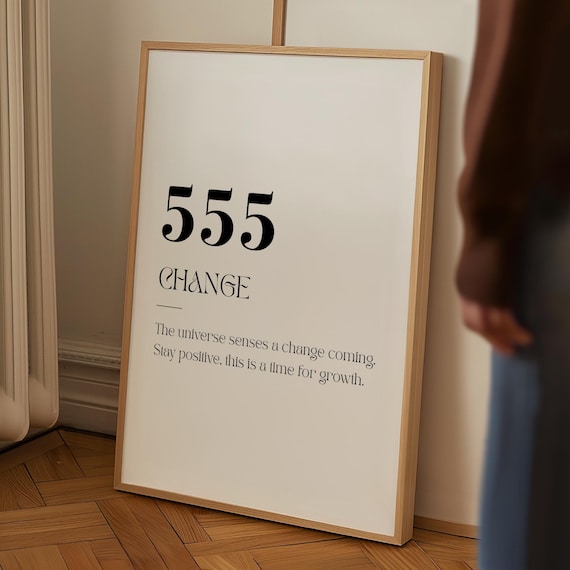 Angel Number 555 Change Minimalist Affirmation Typography Poster