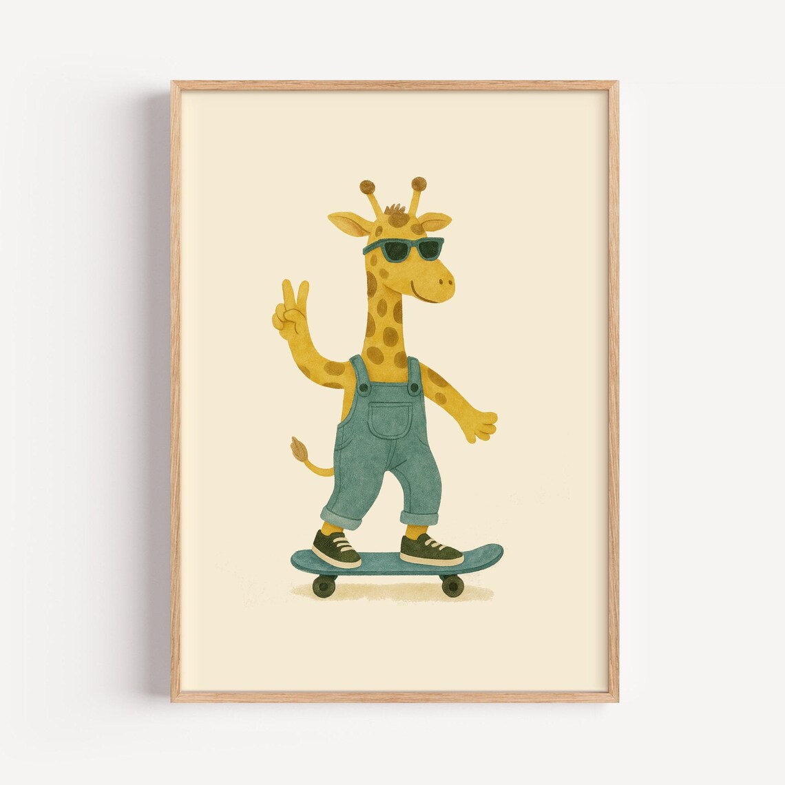 Cool Giraffe Skateboard Poster, Giraffe Nursery Decor - Image 2