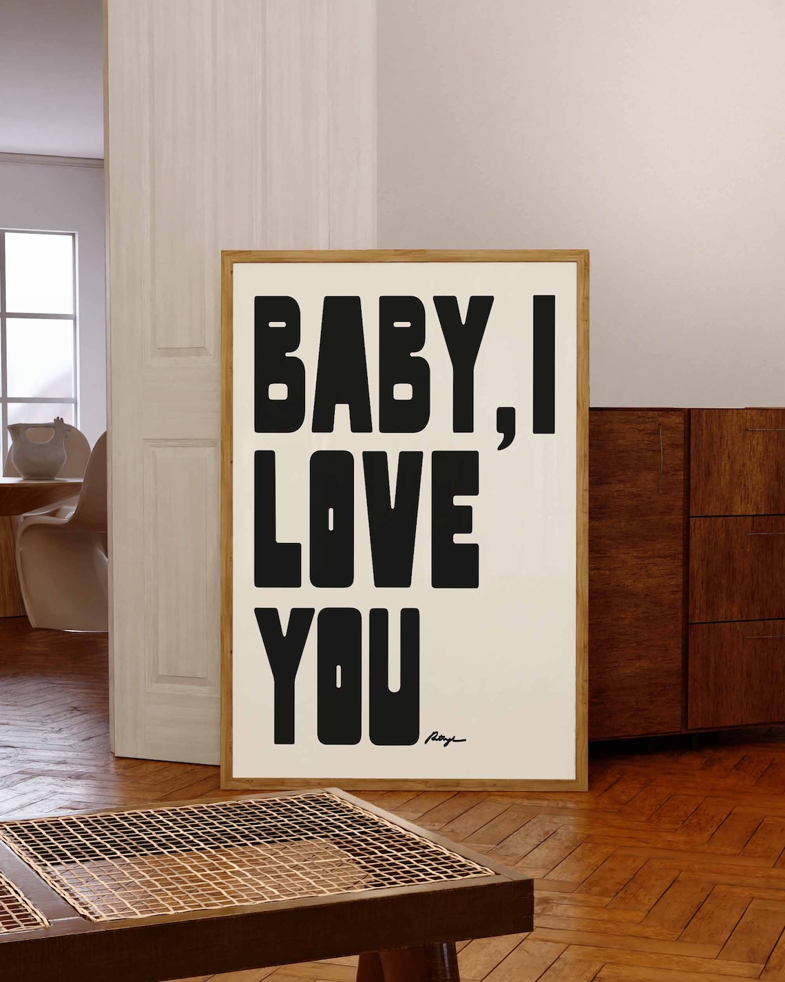 Baby I Love You Bold Black Romantic Typography Love Quote Poster