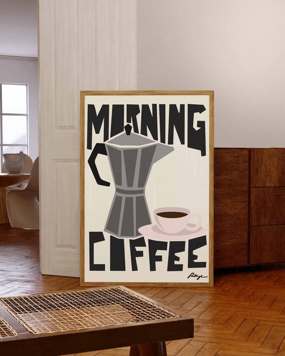 Vintage Morning Coffee Poster Retro Kitchen Wall Art Print