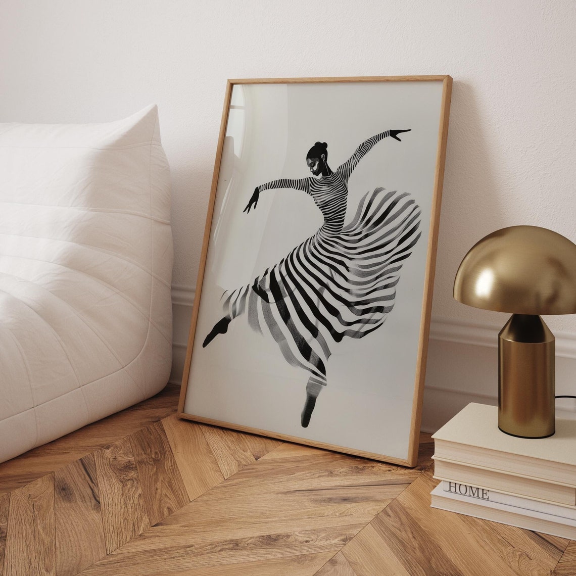 Black White Dancer Abstract Figure Art Print