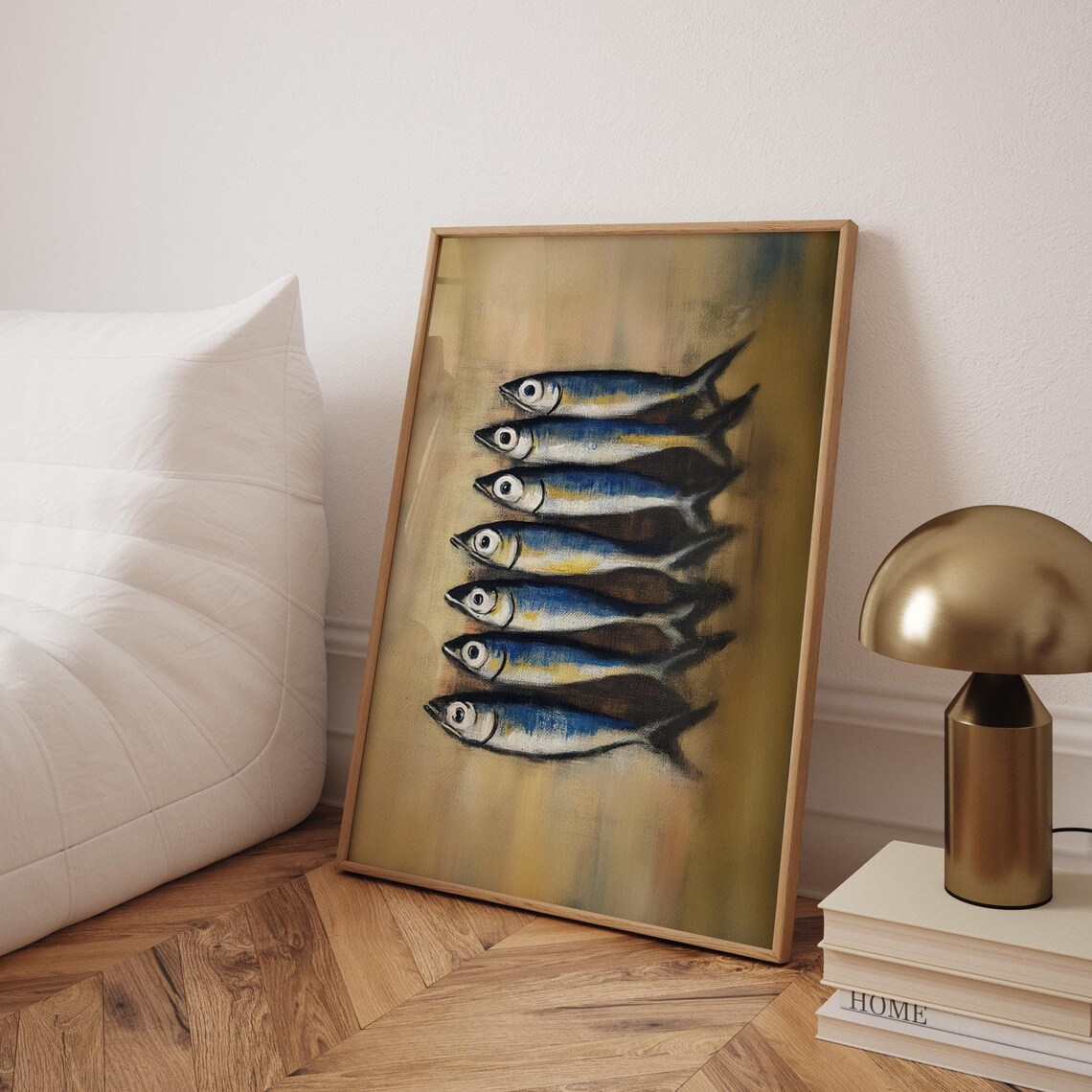Sardines School Oil Painting Vintage French Kitchen Art Poster