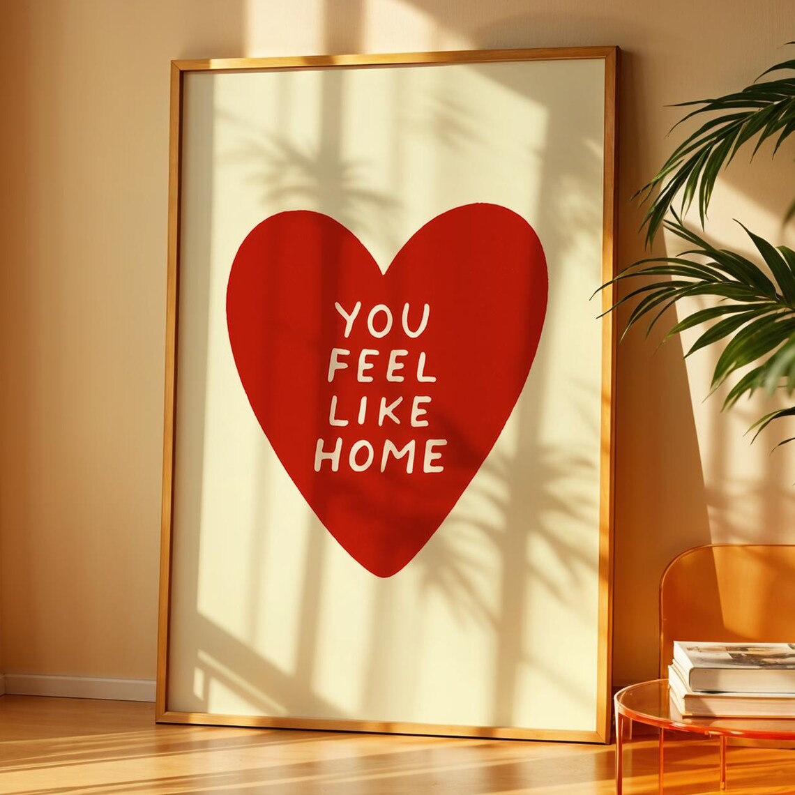 You Feel Like Home Red Heart Modern Love Quote Cozy Wall Poster