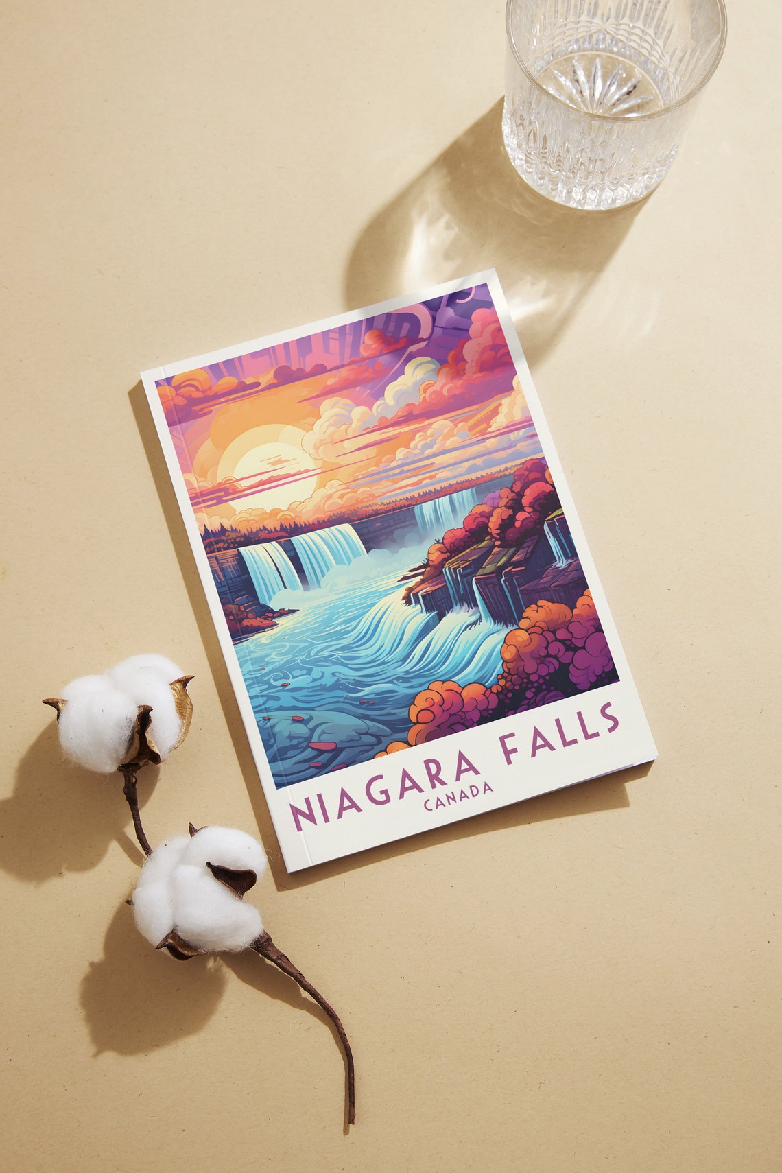 Niagara Falls Sunset Waterfall Rainbow Mist Vintage Travel Poster - Image 2