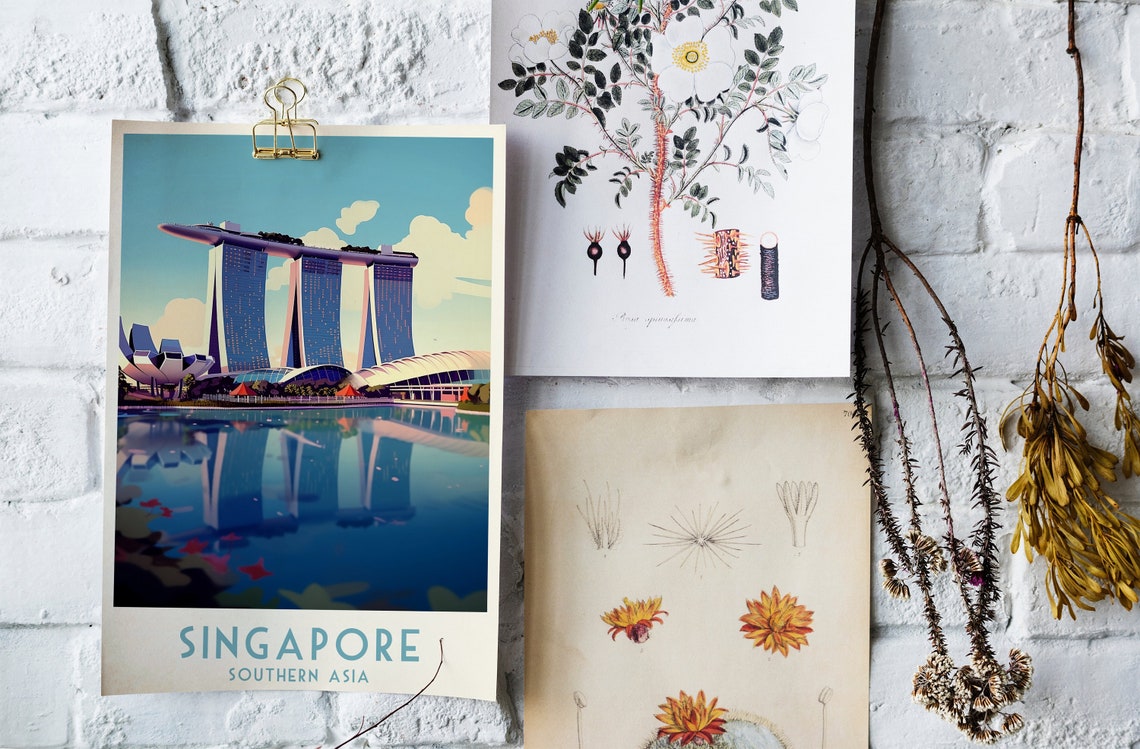 Singapore Marina Bay Sands Daytime Skyline Vintage Travel Poster - Image 4