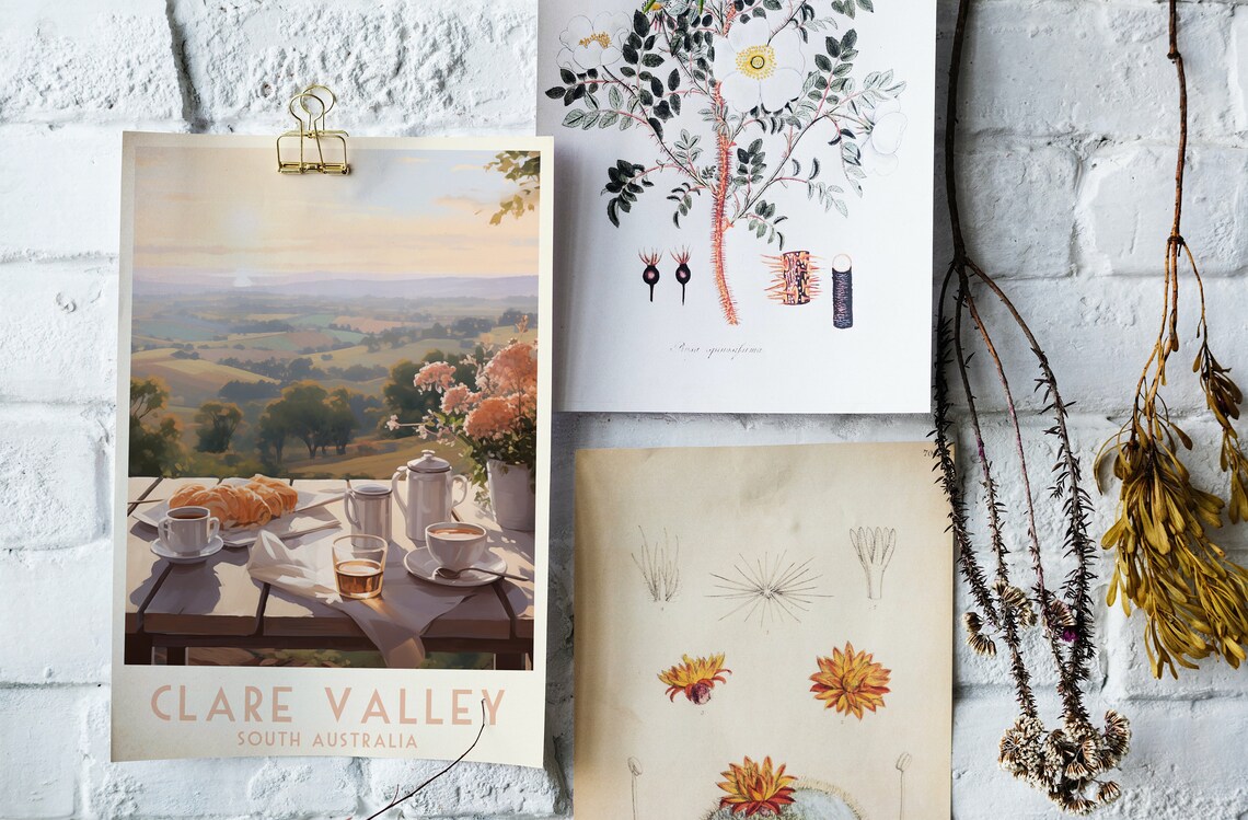 Clare Valley South Australia Poster with Sunrise Breakfast Spread - Image 3