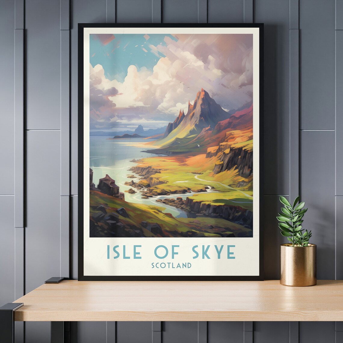 Isle of Skye Old Man of Storr Rock Sunrise Golden Meadow Poster - Image 3
