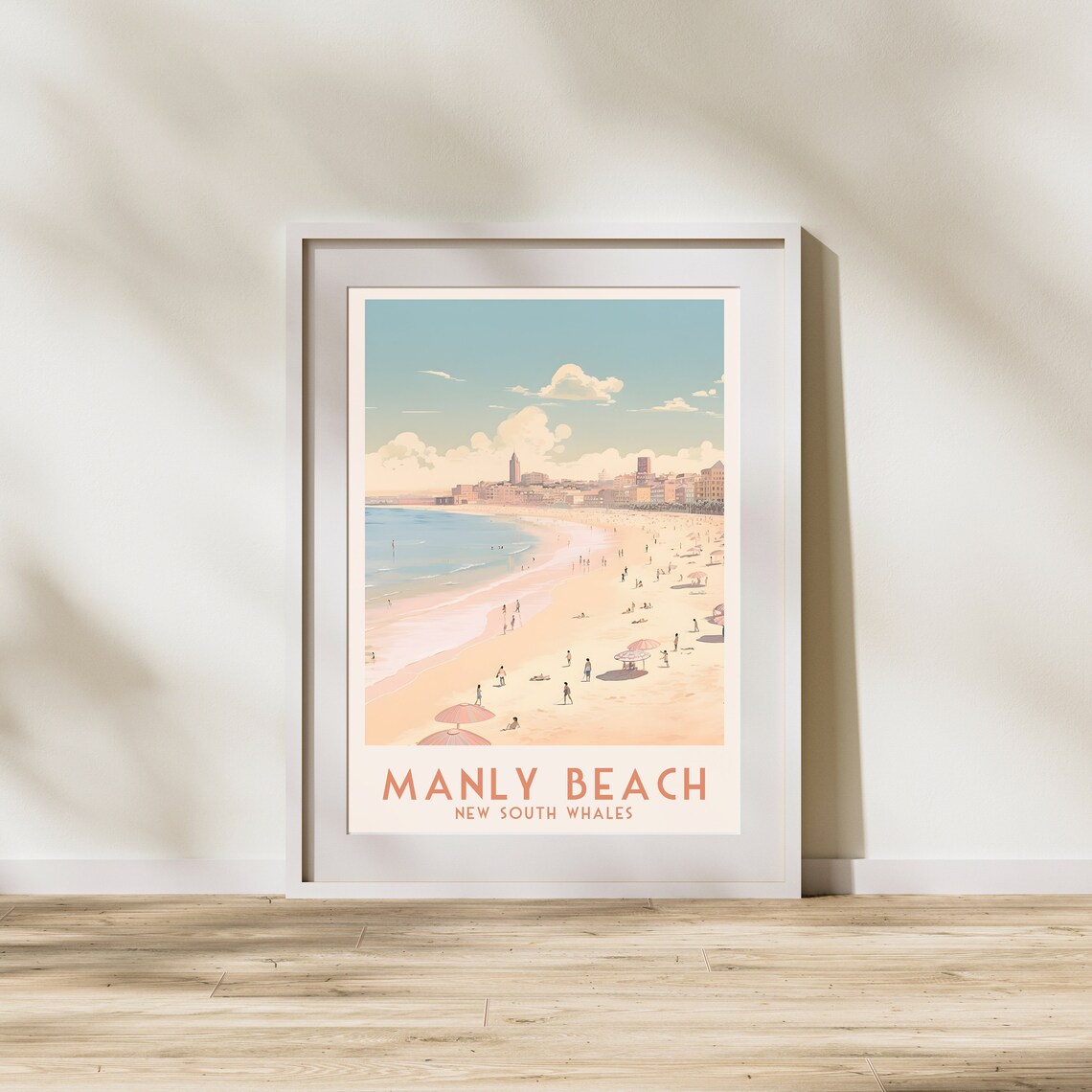 Manly Beach New South Wales Umbrellas Shoreline Travel Poster - Image 2