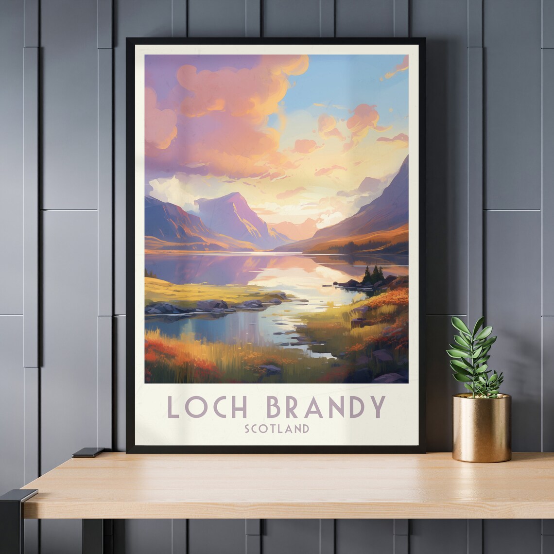 Loch Brandy Scotland Highland Mountain Lake Sunset Travel Poster - Image 3