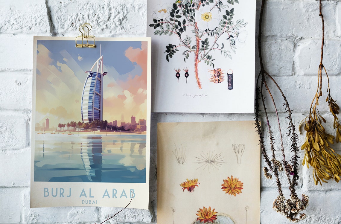 Burj Al Arab Dubai Sail Hotel Beach Sunrise Turquoise Travel Poster - Image 4