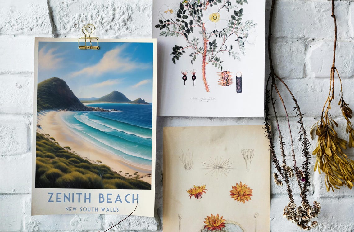 Zenith Beach White Sand Cove Headland New South Wales Travel Poster - Image 3