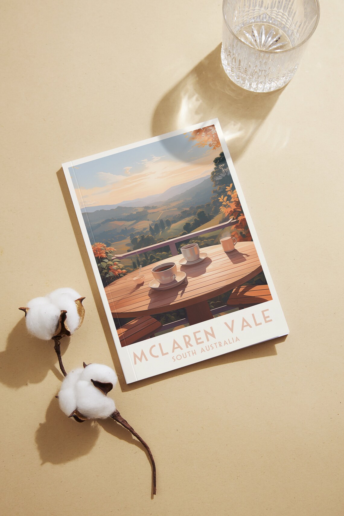 McLaren Vale South Australia Poster with Coffee Cups at Sunset Hills - Image 2