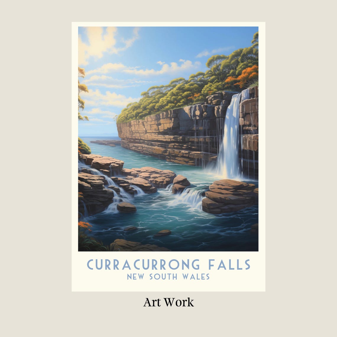 Curracurrong Falls Coastal Waterfall New South Wales Travel Poster - Image 2