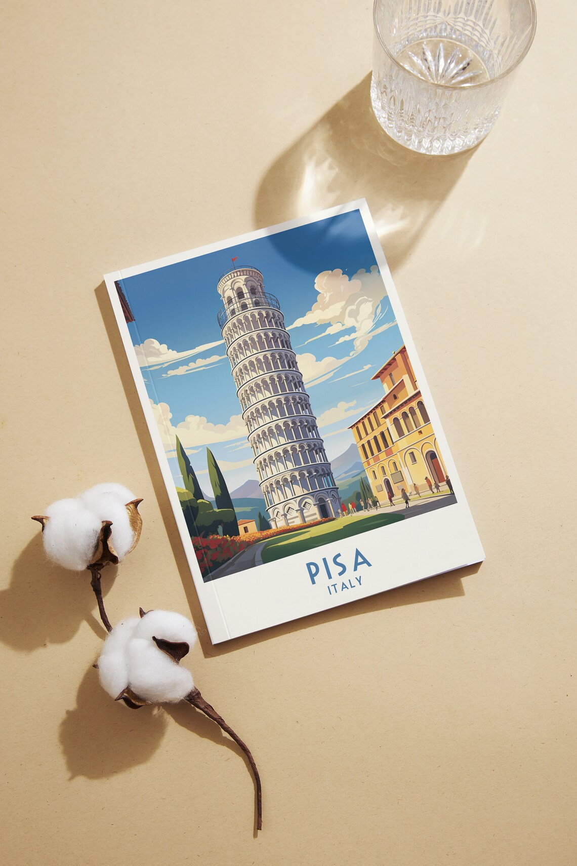Pisa Leaning Tower Square Blue Sky Vintage Italy Travel Poster - Image 2