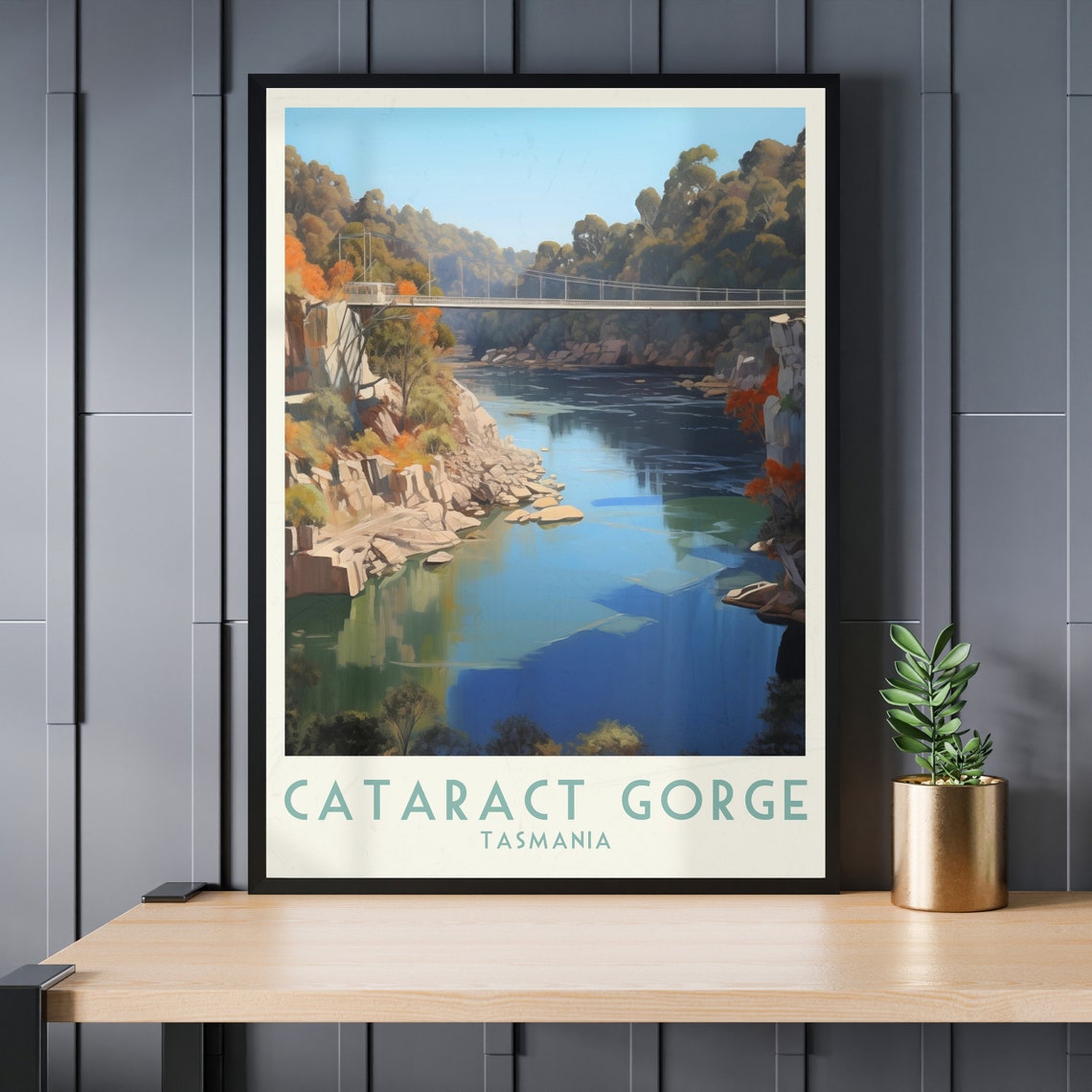 Cataract Gorge Tasmania Suspension Bridge River Travel Poster - Image 3