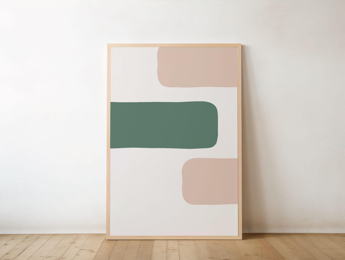 Neutral Geometric Blocks Minimalist Boho Abstract Wall Print